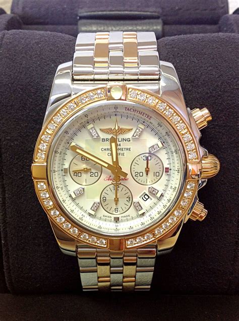 gold diamond breitling chronomat|Breitling gold bezel.